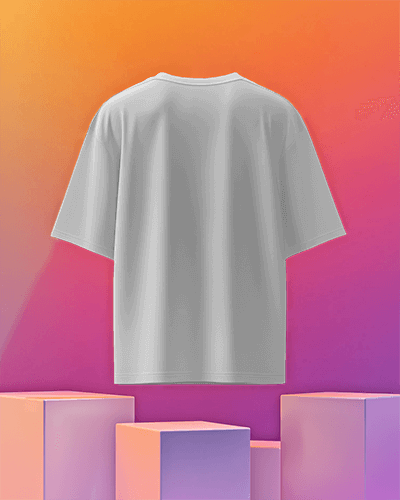 Back View Mockup Of Oversized Tshirt With Cubicles Below The Tshirt
