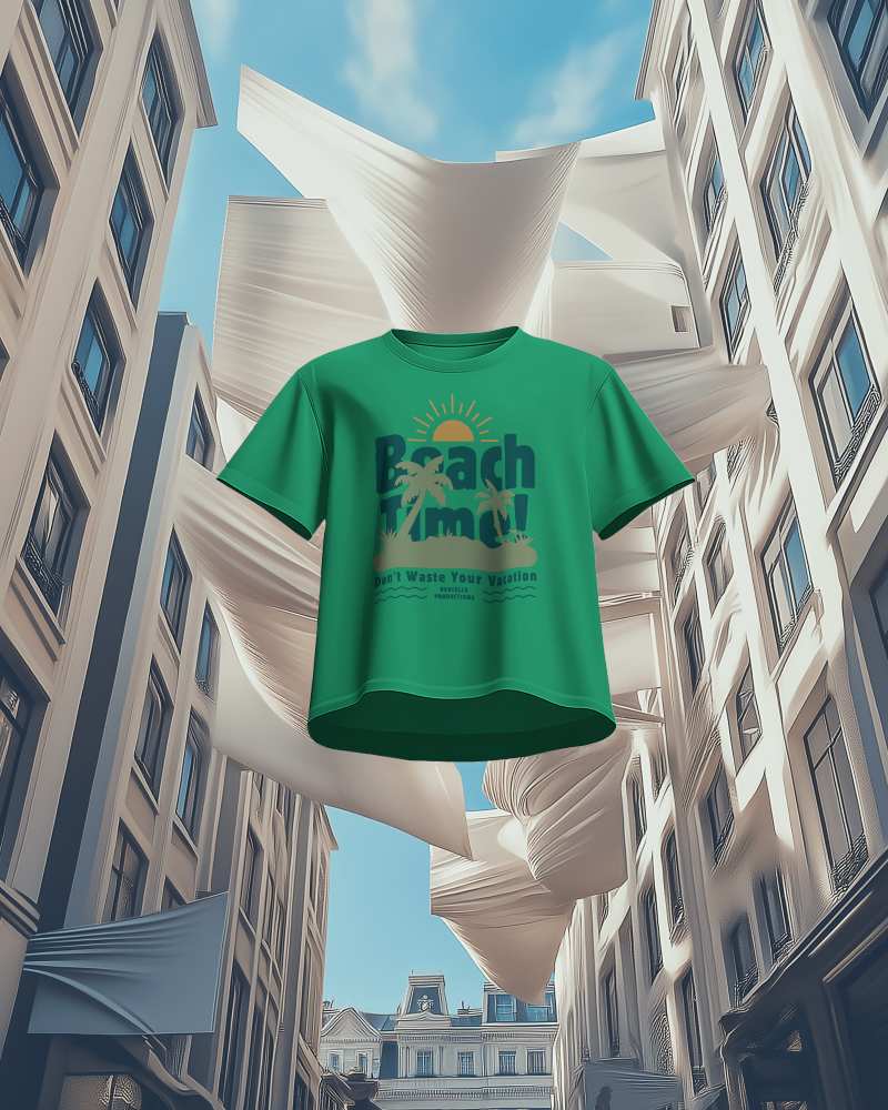 Bottom Shot Of Tshirt Mockup In Cityscape