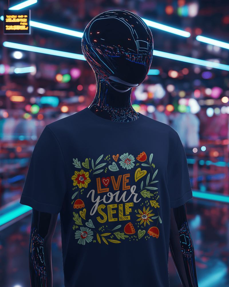 Black Mannequin With Tshirt Mockup In Futuristic World