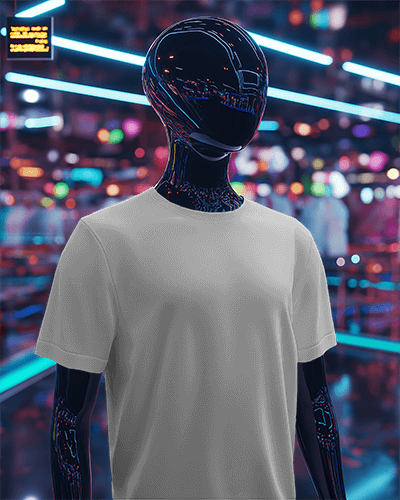 Black Mannequin With Tshirt Mockup In Futuristic World