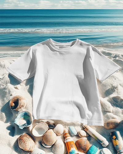Beach Themed Tshirt Mockup With Seashells