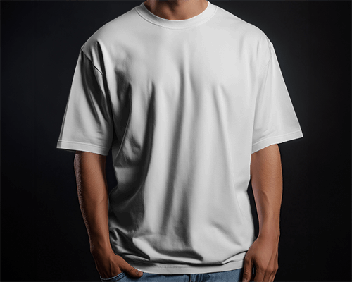 Close Up Of Tshirt Mockup On Model In Dark Studio