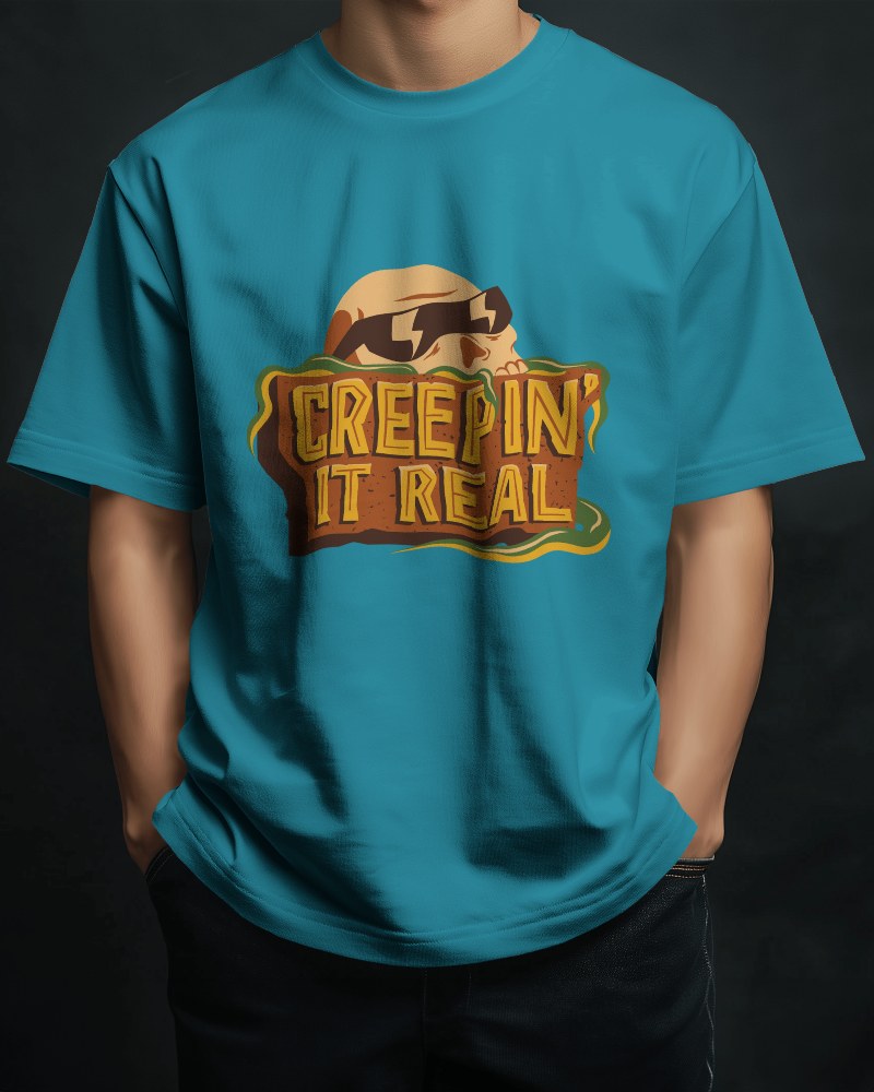 Close Up Tshirt Mockup On Model In Dark Setting