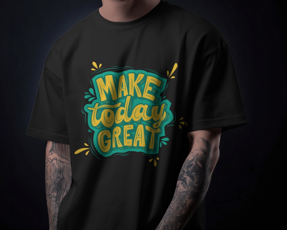 Tshirt Design Mockup With Tattooed Arms Man