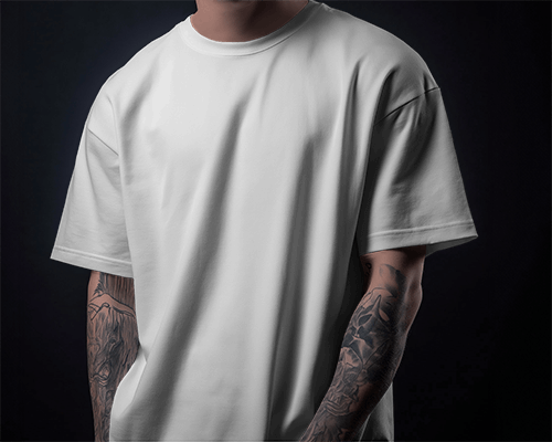 Tshirt Design Mockup With Tattooed Arms Man