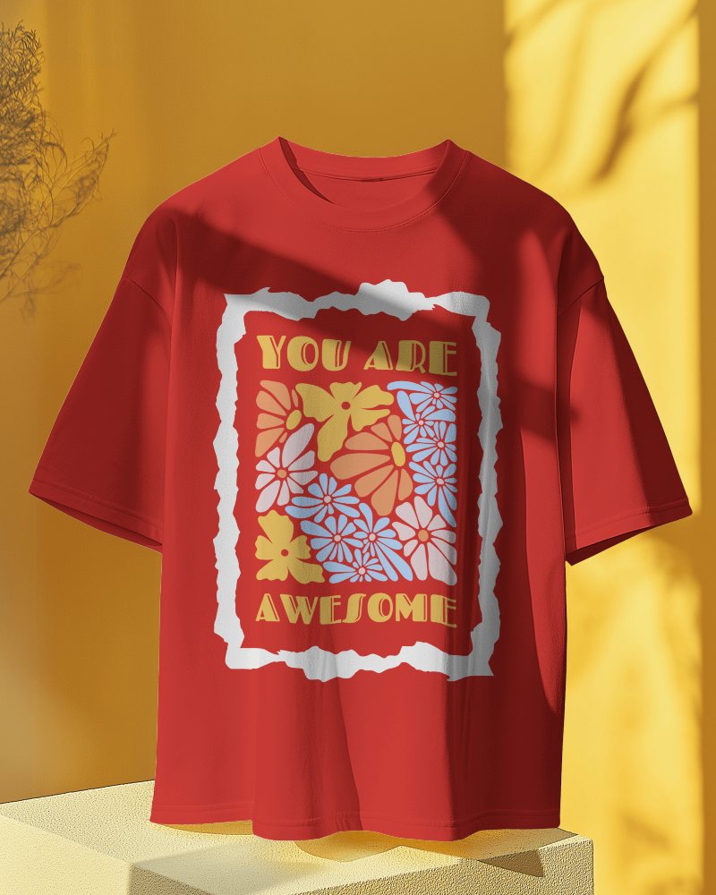 Sunlit Tshirt Mockup On Yellow Background