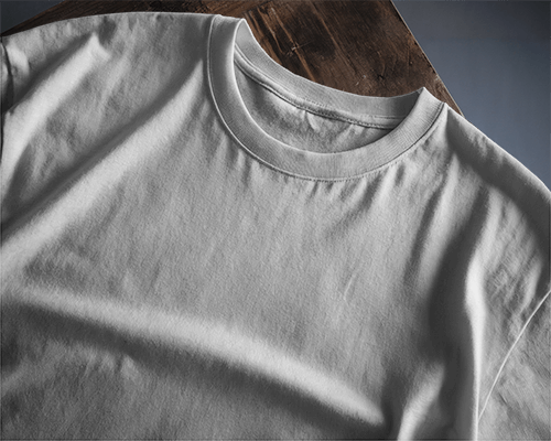 Close Up Of White Tshirt Mockup With Neckline Detail