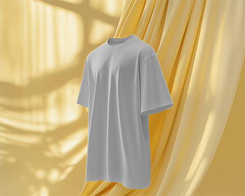 Tshirt Mockup With Yellow Curtain And Shadows