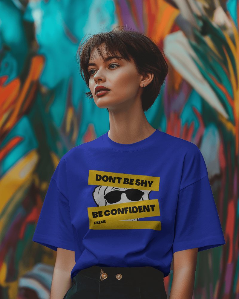 Tshirt Mockup On Model Against Vibrant Mural Background