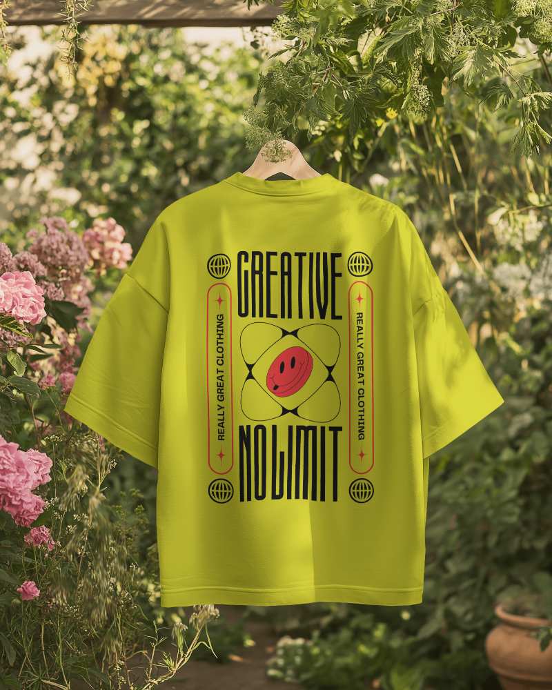 Eco Friendly White Tshirt Mockup Hanging Lush Garden Setting