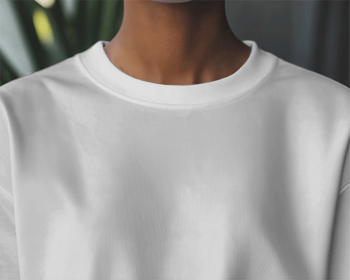 Close Up T Shirt Mockup With Neutral Background And Natural Light