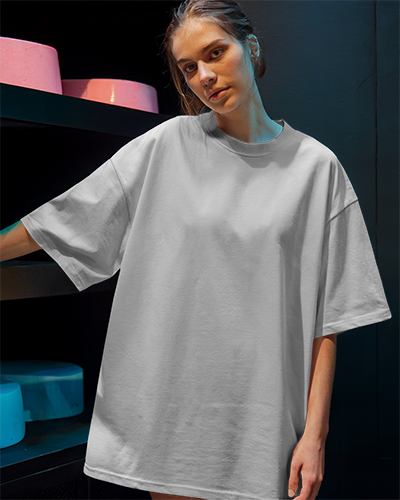 Front View T Shirt Mockup On Model In Modern Setting