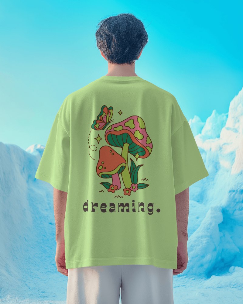 Back T Shirt Mockup With Abstract Background In Cold Tones