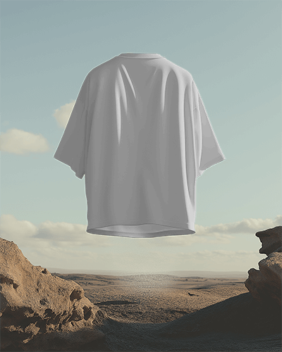 Back Facing T Shirt Mockup Hanging In Desert Landscape Setting