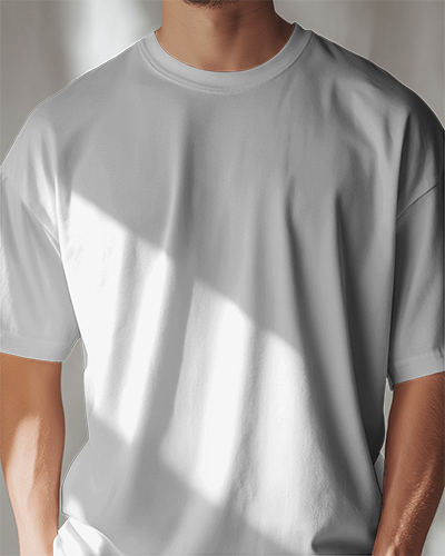 Front Facing White T Shirt Mockup With Custom Design Overlay In Urban Casual Setting