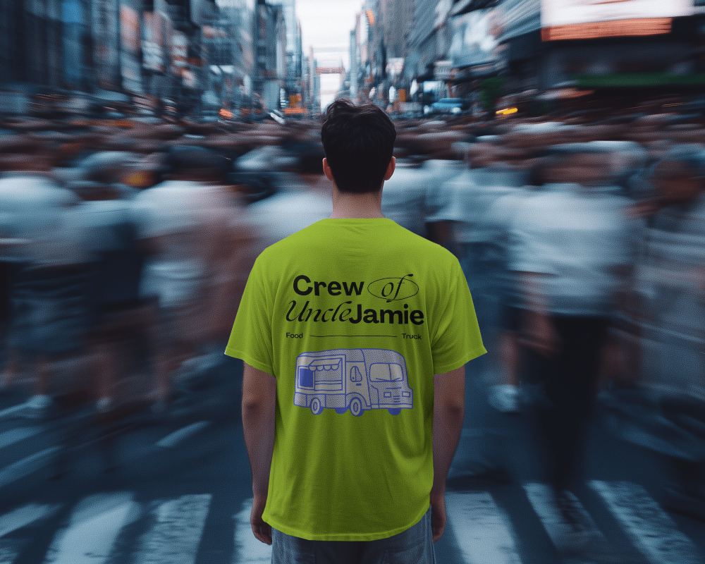 Crowd Focus Tshirt Mockup With Back Design In Motion Blur