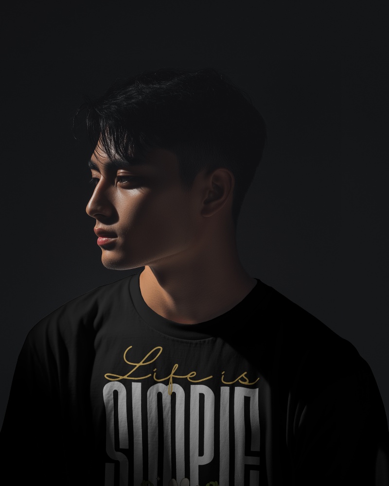 Low Light Tshirt Mockup On Asian Model
