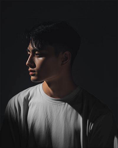 Low Light Tshirt Mockup On Asian Model