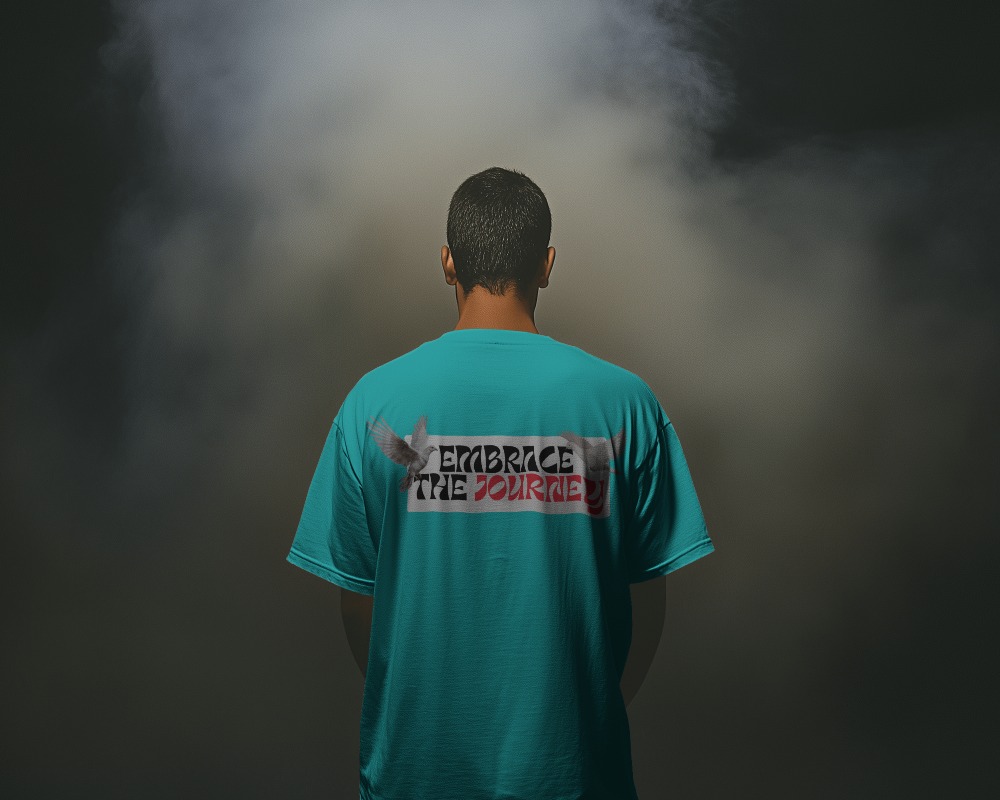 T Shirt Mockup Back View With Hazy Smoke Effect