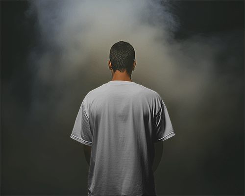 T Shirt Mockup Back View With Hazy Smoke Effect