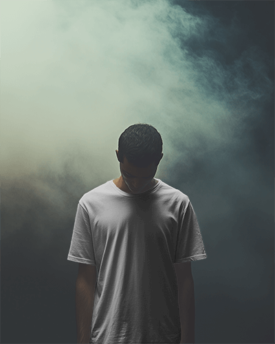T Shirt Mockup In Moody Smoke Environment