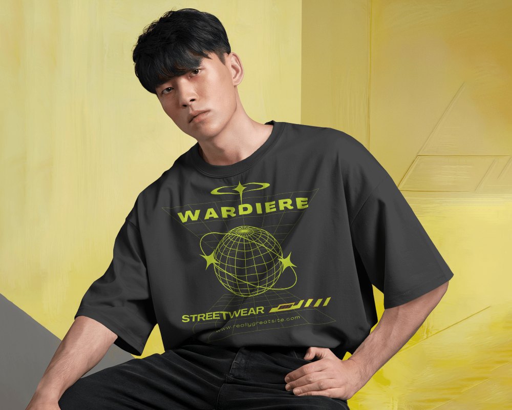 Yellow Backdrop Relaxed Fit T Shirt Mockup For Minimal Aesthetic