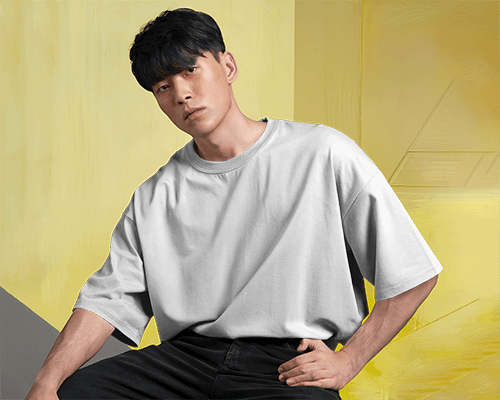 Yellow Backdrop Relaxed Fit T Shirt Mockup For Minimal Aesthetic