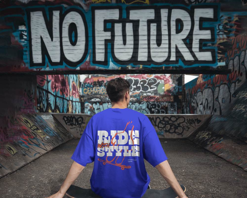 No Future Graffiti Background T Shirt Mockup For Urban Wear Showcase