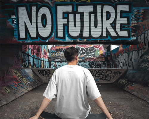 No Future Graffiti Background T Shirt Mockup For Urban Wear Showcase