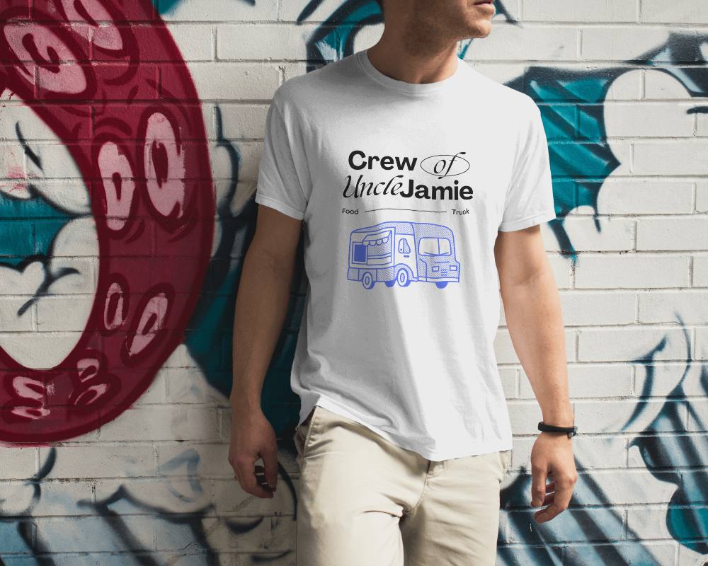 Landscape Tshirt Mockup Of Man In Front Of Graffiti Wall