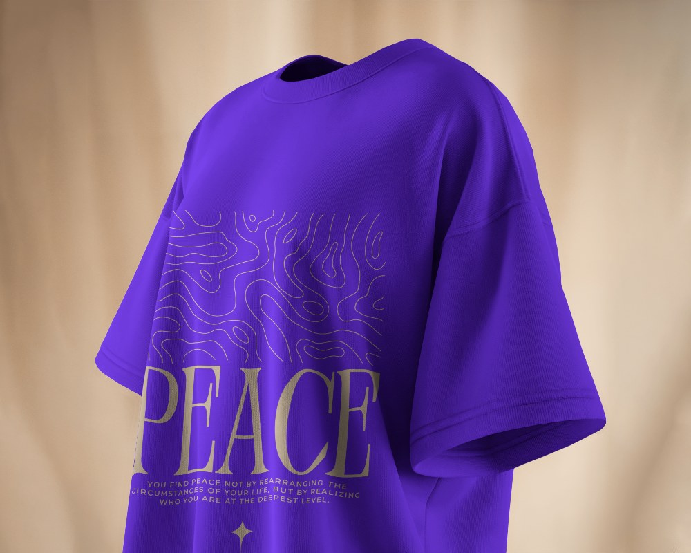 Angled T Shirt Mockup On Neutral Background With Soft Lighting And Fabric Detail