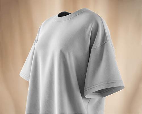 Angled T Shirt Mockup On Neutral Background With Soft Lighting And Fabric Detail