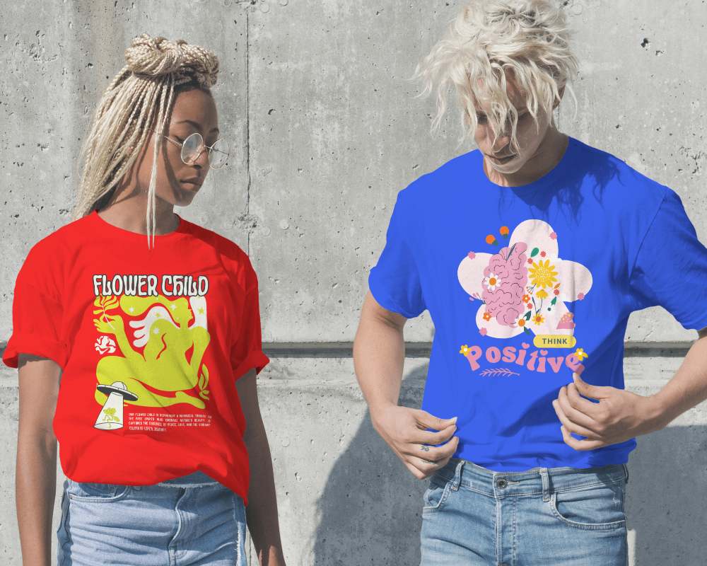 Couple Tshirt Mockup In Daylight