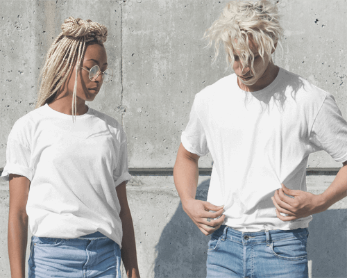 Couple Tshirt Mockup In Daylight