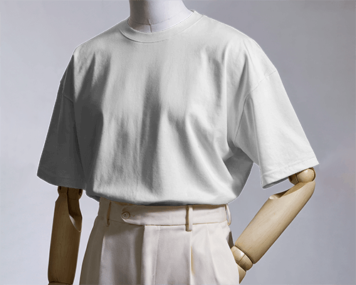 Minimalist T Shirt Mockup On Mannequin With Neutral Background And Tailored Pants