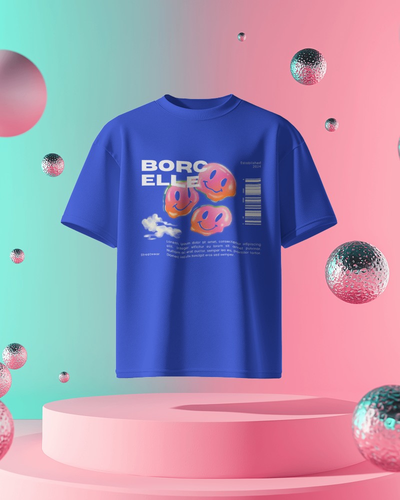 Floating T Shirt Mockup On Colorful Background Light Black T Shirt With Smooth Fabric Effect And Soft Light