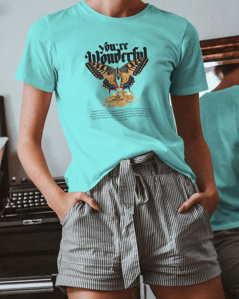 Woman Tshirt Mockup In Front Of Mirror