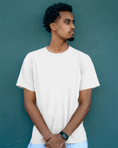 Man Tshirt Mockup With Green Wall Behind