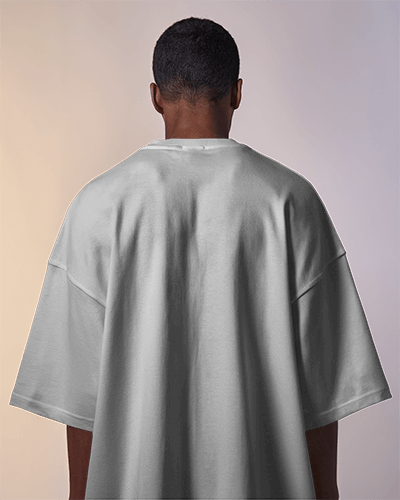 Back View T Shirt Mockup Male Model In Oversized Tee With Soft Gradient Lighting 0593
