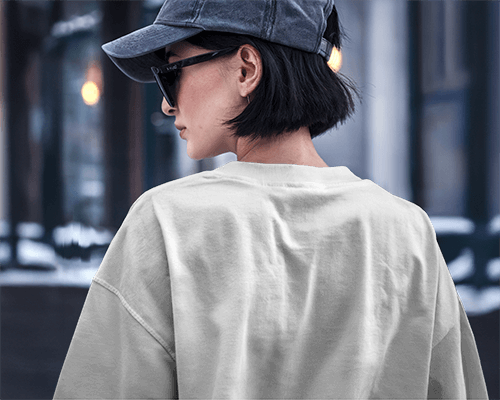 City Style T Shirt Mockup Back View With Modern Accessories And Cool Toned Background 0597