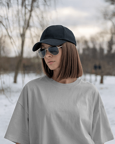 Casual Outdoor T Shirt Mockup Modern Street Style In Winter Landscape 0609