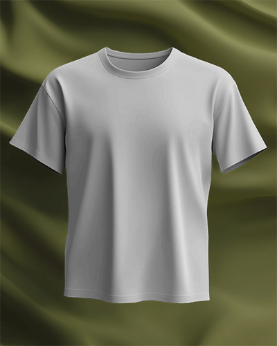 White T Shirt Mockup Floating On Olive Green Fabric Minimal And Elegant 0628