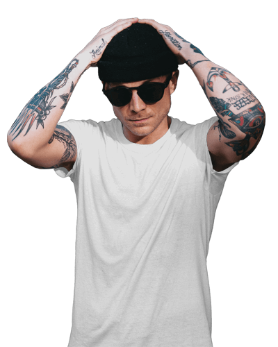 Man Tshirt Mockup With Hands On Cap