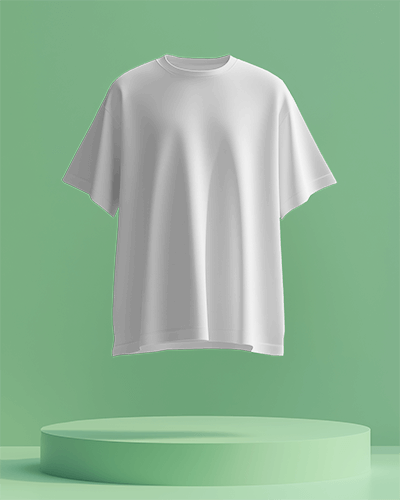 Floating T Shirt Mockup Green Podium Soft Light Modern Minimalist Design 0645