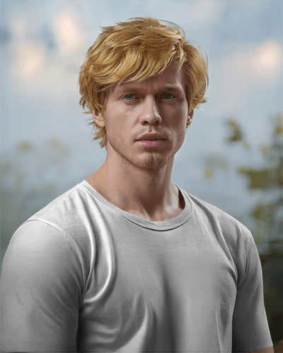 Natural Light T Shirt Mockup Male Model Outdoor Blurred Background Casual Modern Look 0646