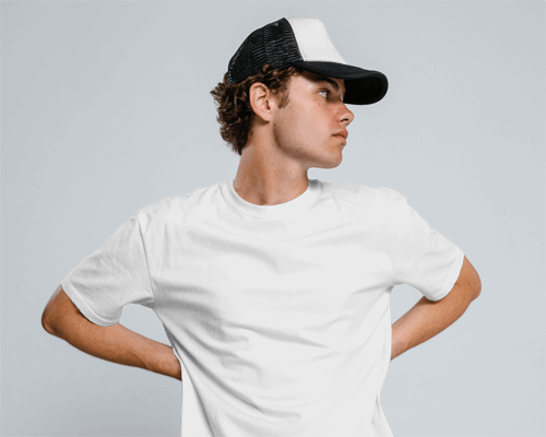 Man Wearing Tshirt Mockup And Cap