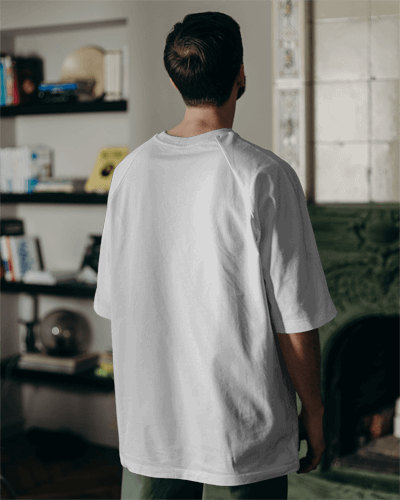 Oversized Tshirt Mockup Of Man In Room