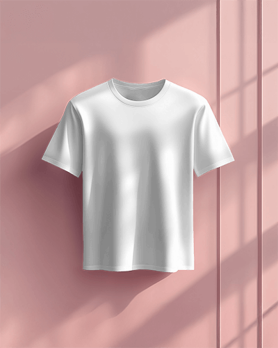 Hanging T Shirt Mockup Elegant Pastel Backdrop Natural Light And Shadows Premium Studio Style 0693