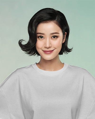 Chic T Shirt Mockup Modern Hairstyle Soft Green Gradient Fashion Forward And Trendy Look 0694