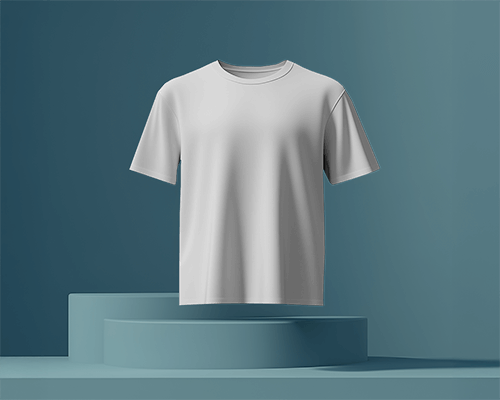 Floating T Shirt Mockup Modern Podium Display Deep Blue Gradient Background Luxurious And Minimalist Presentation 0702